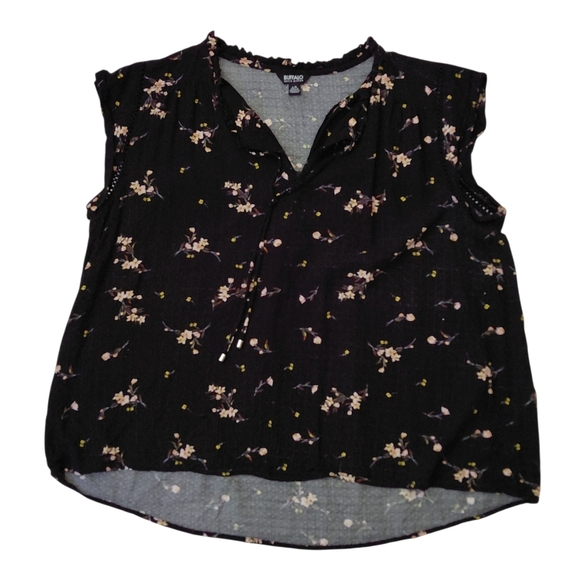 Buffalo David Bitton Black Floral Sleeveless Blouse - Picture 1 of 8